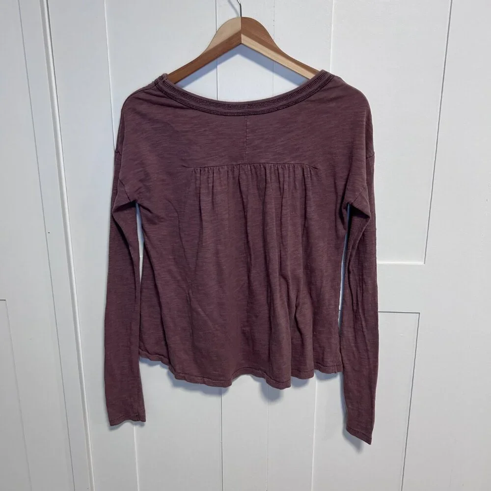 We the Free Cotton Long Sleeve Tee Purple Muave Relaxed - Picture 2 of 7
